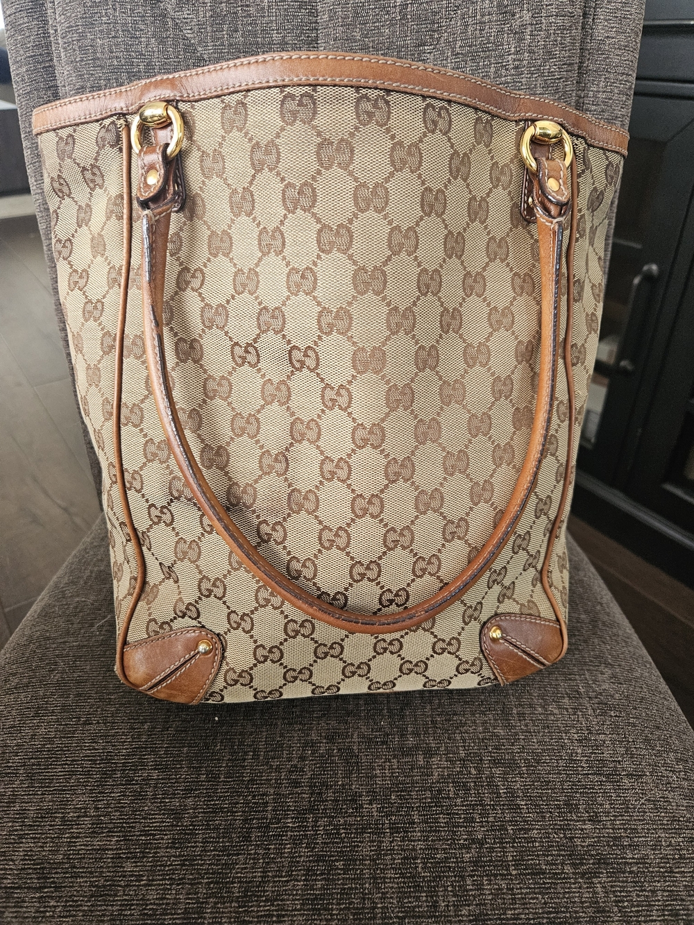 Gucci Beige/Brown GG Canvas Shoulder Tote